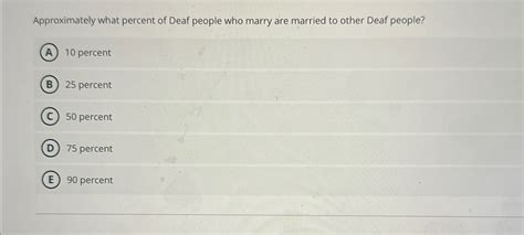 Solved Approximately what percent of Deaf people who marry | Chegg.com