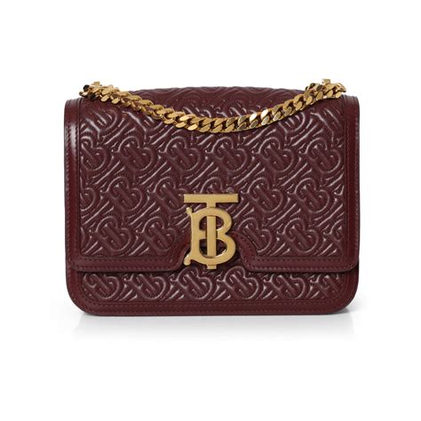 Wine Embossed Leather TB Monogram Medium Shoulder Bag – Confidential ...