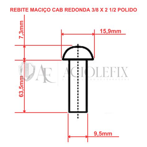 Rebite Maciço Cabeça Redonda 3/8 x 2 1/2 Polido (9,5 x 63,5) - 1 Kg ...