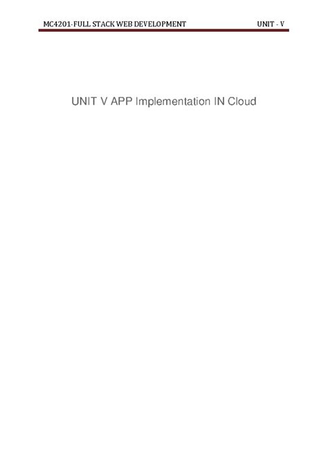 STACK WEB DEVELOPMENT UNIT V: Cloud App Implementation Overview - Studocu
