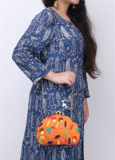 Get Multi Floral Embroidered Half Moon Clutch at ₹ 1299 | LBB Shop