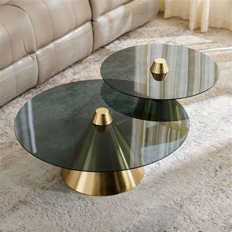 Buy Torino Glass Top Set of 2 Coffee Tables - Gold from Home Centre at ...