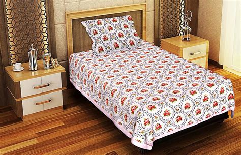 COT PRINTS 100% Cotton Single Bed Sheet Set (1 Sheet and 1 Pillow Cover ...