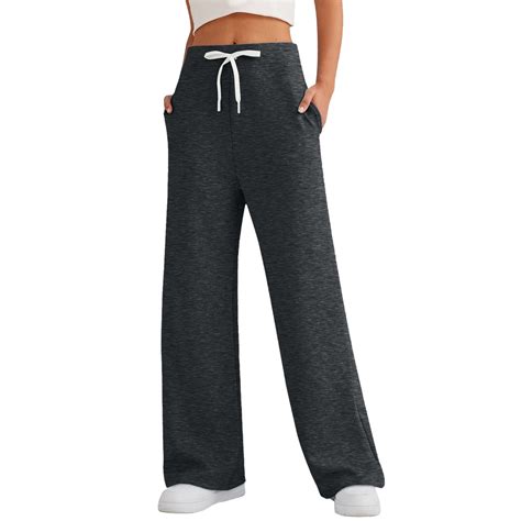 Dndkilg Sweat Pants for Womens High Waisted Baggy Drawstring Petite ...