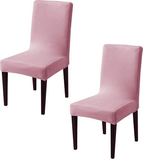 HOKIPO Chair Covers Set of 2, 200 GSM Velvet, Pink (AR-4735-PNK*2 ...