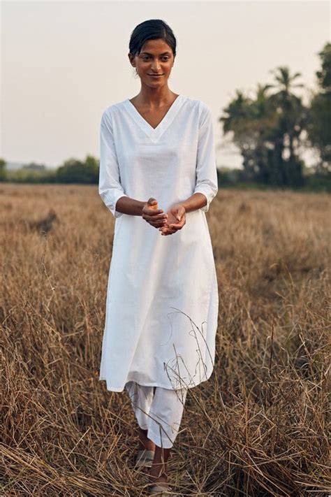 Snow White Pure Cotton Kurta Pant Set For Women Online – Okhaistore