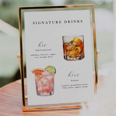 Signature drinks wedding cocktails poster – Artofit
