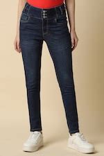 Buy Women Navy Skinny Fit Mid Wash Jeans Online - 39835667 | Allen Solly