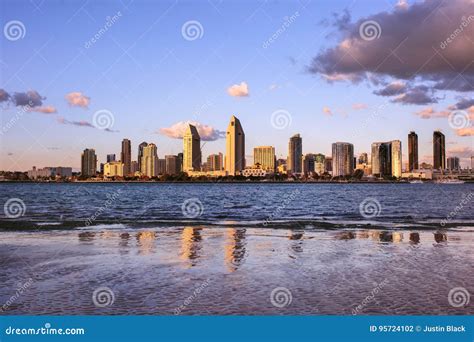 San Diego City Skyline Sunset Stock Photo - Image of sunset, blue: 95724102