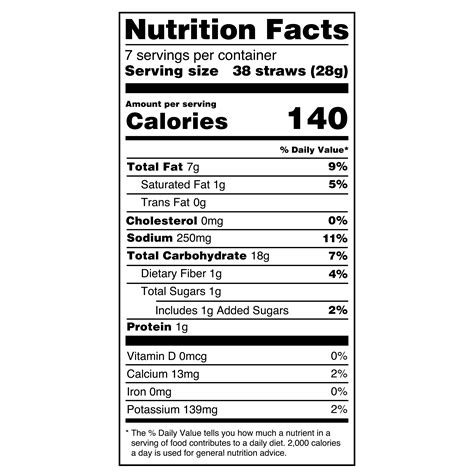 Veggie Straws Nutrition Info | Besto Blog