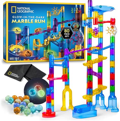 National Geographic Glowing Marble Run – 80-Piece Construction Set with ...