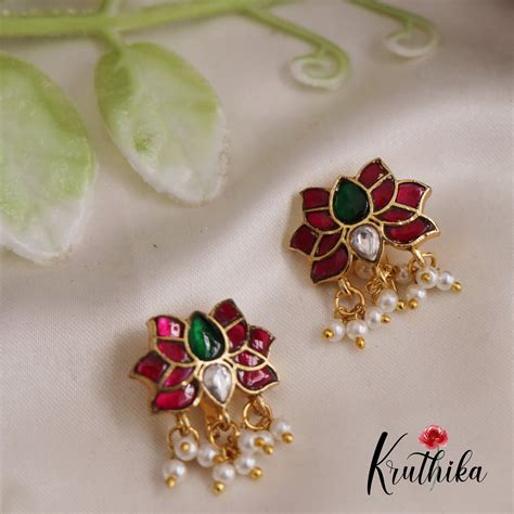 Beautiful Jadau Lotus Earcuffs | Upper Earrings | Bugadi Earrings With ...