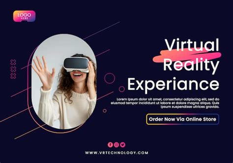 Virtual reality glasses promo banner design fully editable psd template ...