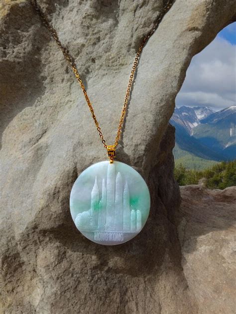 Iconic Skyline of Hong Kong Burmese A-Jade Pendant (with 18K Yellow Gold) For Sale at 1stDibs ...