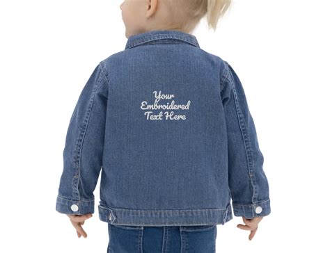 Embroidered Baby Denim Jacket - Personalise with your own text stitched ...