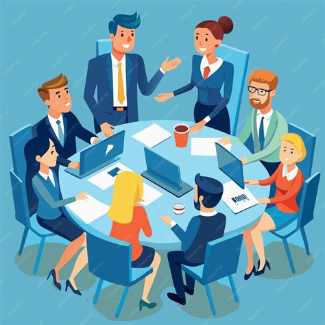 Business People Meeting Color Vector Clip Art Design | Premium AI ...
