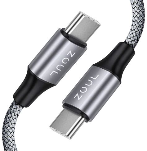 ZOUL USB Type C to Type C 65W/2M Long PD/QC 3.0 Fast Charging Nylon ...
