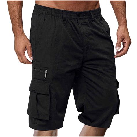 JMKQLZ Men's Long Cargo Shorts Casual Below Knee Shorts Relaxed Fit ...