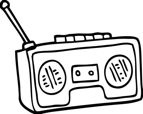 black and white cartoon radio player 12408924 Vector Art at Vecteezy