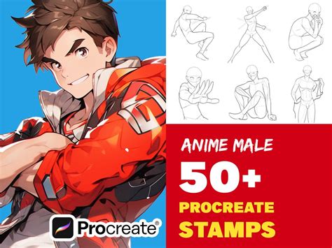 Buy 85 Procreate Anime Male Poses Manga Procreate Brushes Character ...