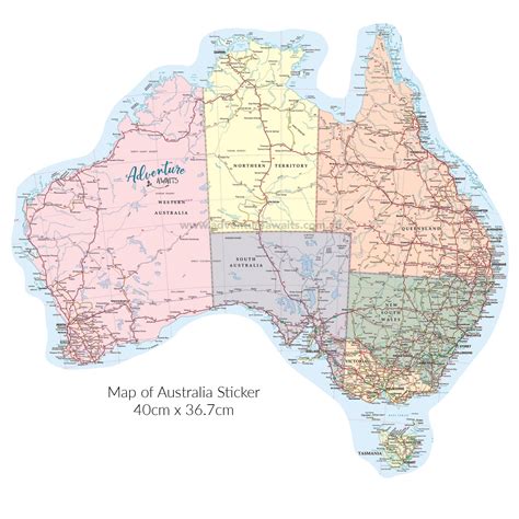 Map of Australia Sticker - Travel Outback Australia