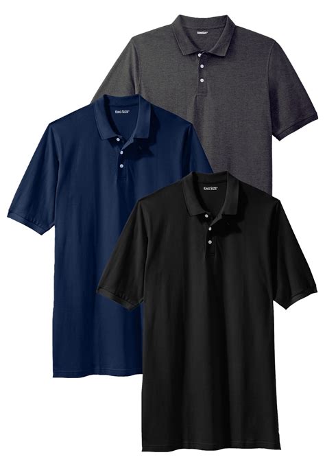 KingSize Men's Big & Tall 3-Pack Longer-Length Cotton Polos - Walmart.com
