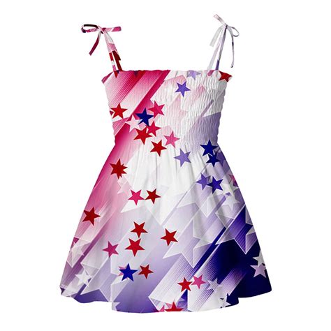Utoimkio Toddler Girls 4th of July Dresses America Flag Strap Dresses ...