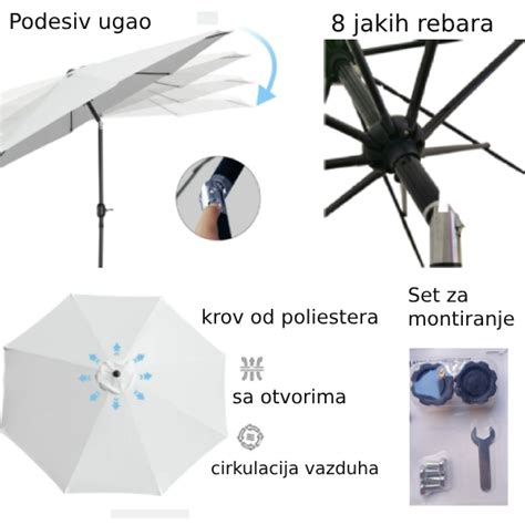 Baštenski suncobran 3 m sa zglobom Parasol 24-SA0115 | Volim svoj dom