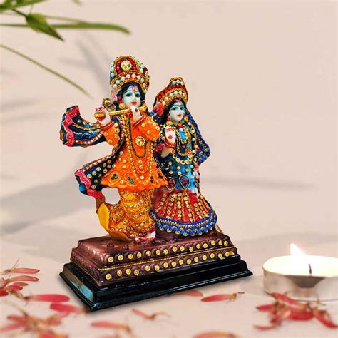 Buy Multicolor Lord Radha Krishna Statue Online | Moolwan