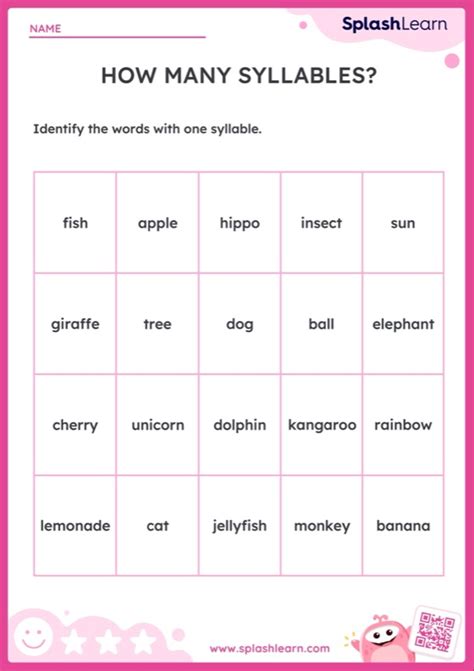 Syllables Worksheets - Free & Printable | SplashLearn