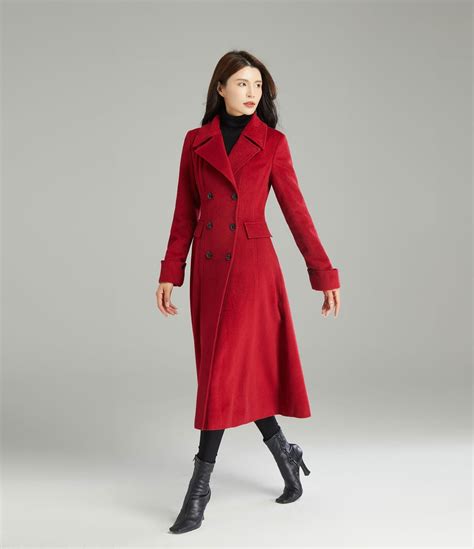 Red Wool Coat, Long Wool Coat, Womens Wool Coat, Winter Wool Coat, Wool ...