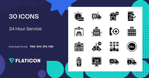 24 Hour Service Icon Pack | Fill | 30 .SVG Icons