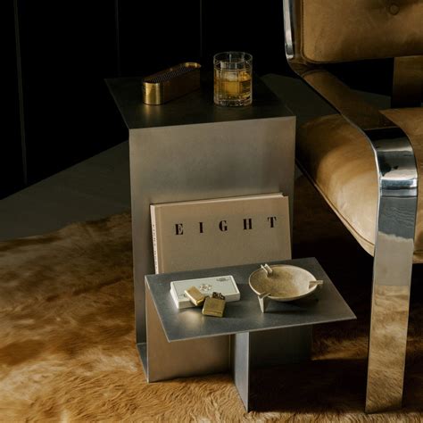 Stainless Steel Geometric Accent Table - Valley Side Table | House of Leon