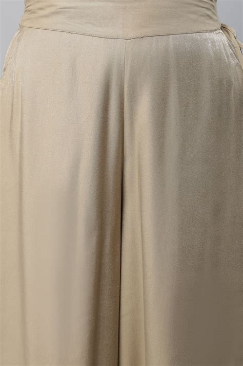Buy Elleven Women's Gold Solid Flared Rayon Culottes With Slip On ...