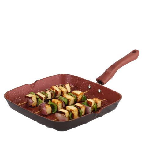 Buy Cello Crown Non Stick Grill Pan Square, Maroon Online at Low Prices ...