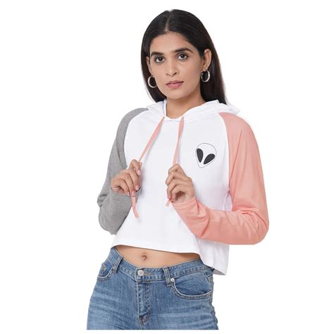 Buy ENVAGOR Alien Hooded Crop Tops for Girls - Hooded Tops for Women ...