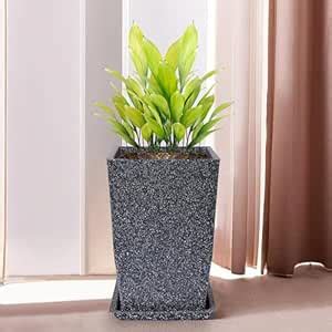 Kuber Industries 12 Inch Lightweight Polymer Flower Pot With Plate ...