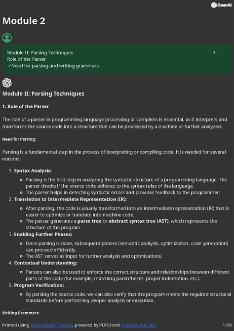 Module 2 - Module 2 Module II: Parsing Techniques 1. Role of the Parser ...