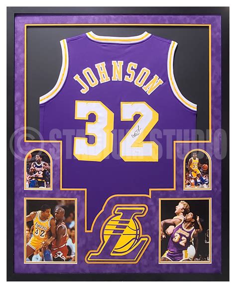 Magic Johnson Autographed Framed Lakers Purple Jersey - The Stadium Studio