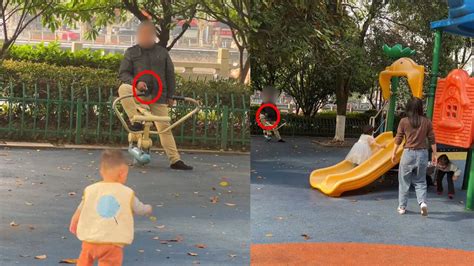 男子公园内拿激光笔照孩子，女子拍视频呵止：很多家长不知道危害_腾讯视频