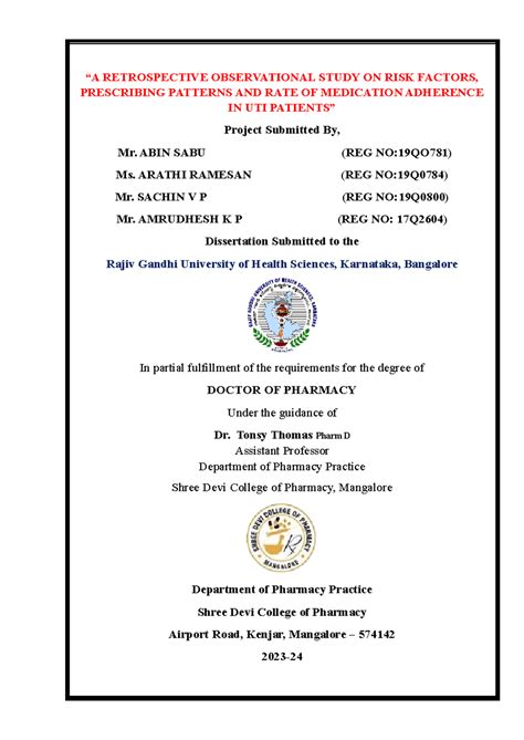 Final Dissertation on UTI: Risk Factors, Prescribing Patterns ...