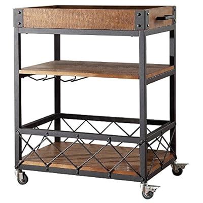 Bar Serving Cart TRIBECCA Home Myra Rustic Mobile India | Ubuy