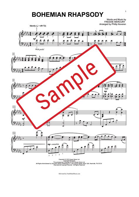 Easy Bohemian Rhapsody Piano Sheet Music - 2024 Digital PDF