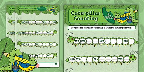 Grade 3 Number Patterns: Caterpillar Counting up to 1000