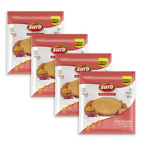 Euro Oats Khakhra 180Gm Pack Of 4 |Roasted Not Fried | Cholesterol Free ...
