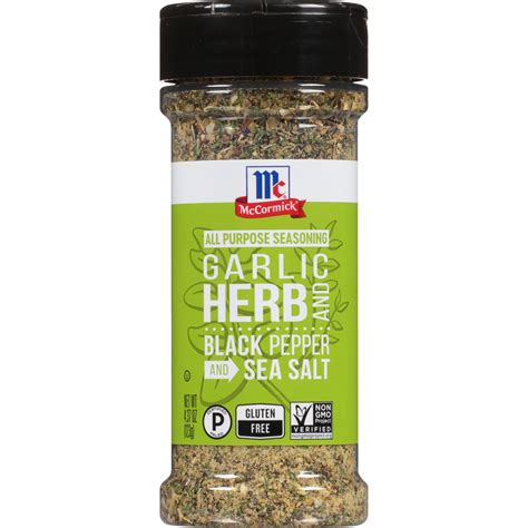 McCormick Seasoning, Garlic, Herb and Black Pepper and Sea Salt, 4.37 ...