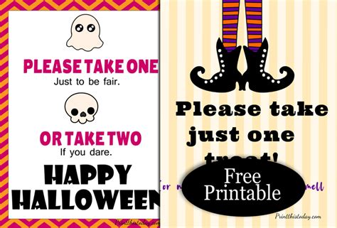 8 Free Printable Halloween Candy Signs