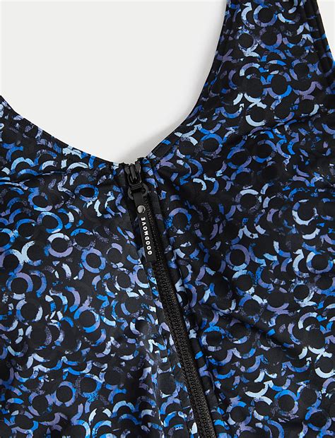 Buy Printed Padded Zip Up Swimsuit at Marks & Spencer