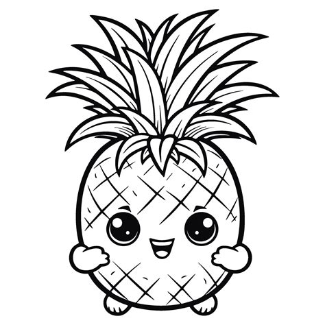 Kawaii Pineapple Coloring Page For Kids 26171424 Vector Art at Vecteezy