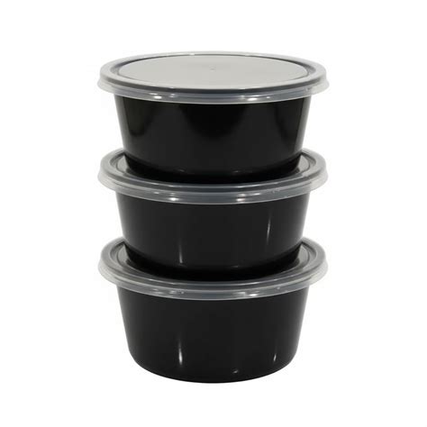 Buy (20-PACK 500 ml) BPA Free & Hygienic Round Black Meal Prep Food ...